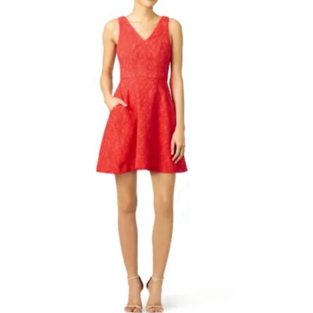 V Neck Red Mini Dress